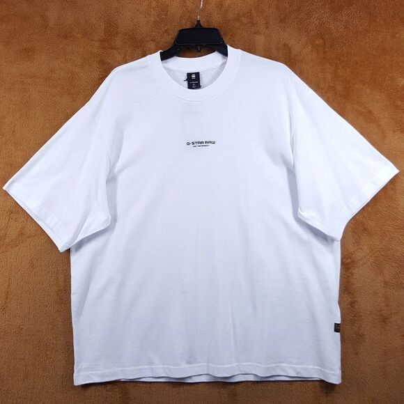 G STAR RAW Mens Shirt XL White Pullover Crew Center Logo T-Shirt Tee - Picture 1 of 9